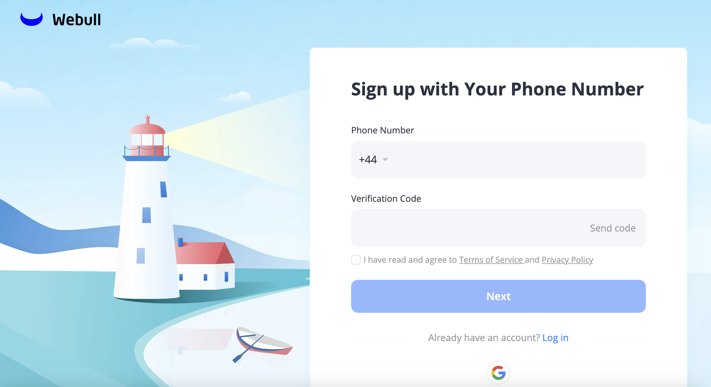 webull sign up page